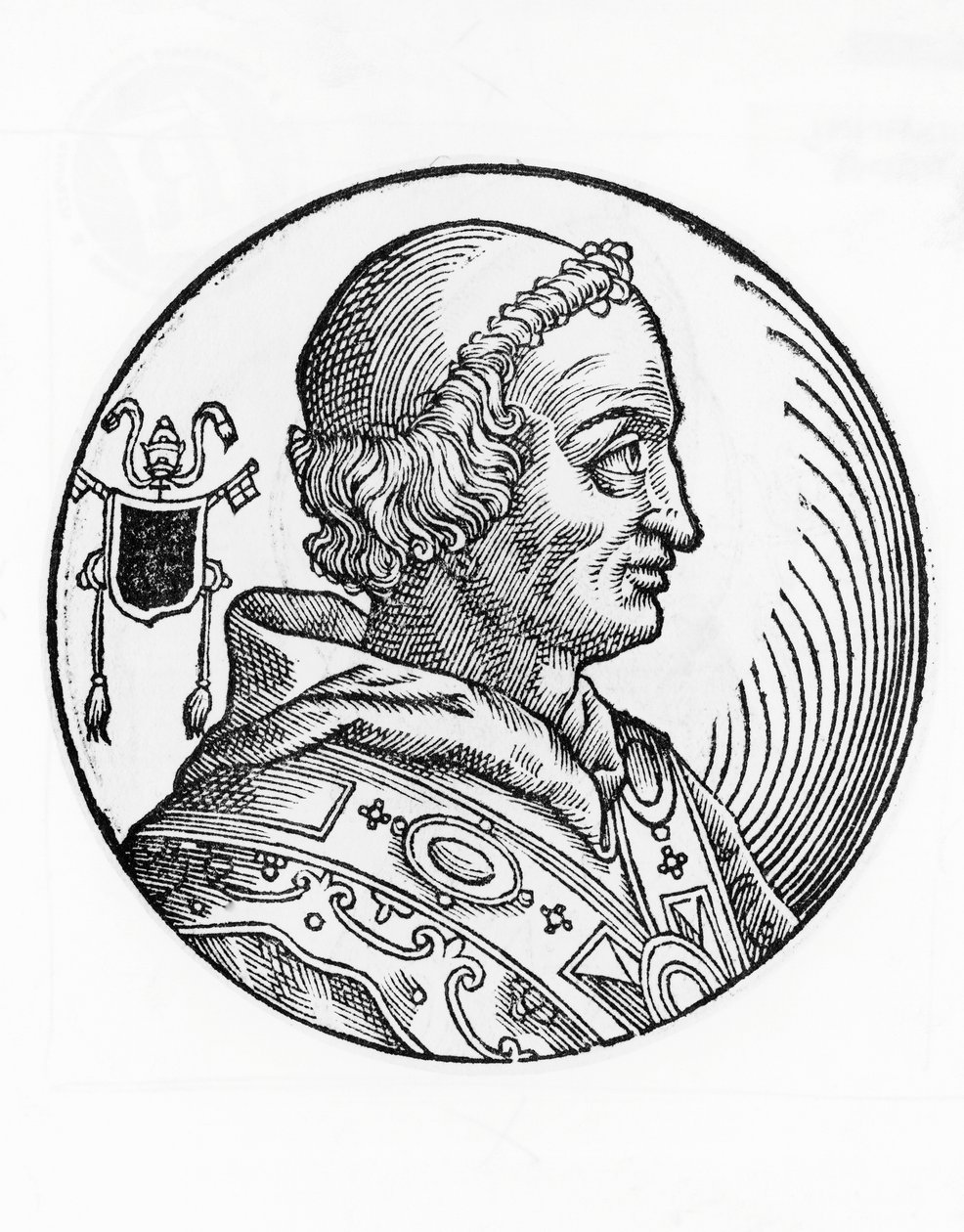 John V (635-686) portresi, 82. Katolik Kilisesi Papası 685, gravür by William Walcutt