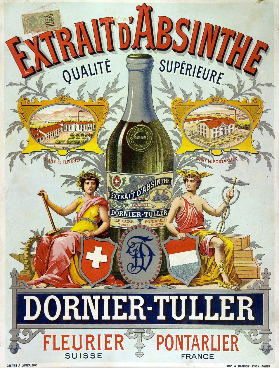 Ornier Tuller absinthe, chromolithograph 1890 için reklam by Frederick (attr. to) Barnard