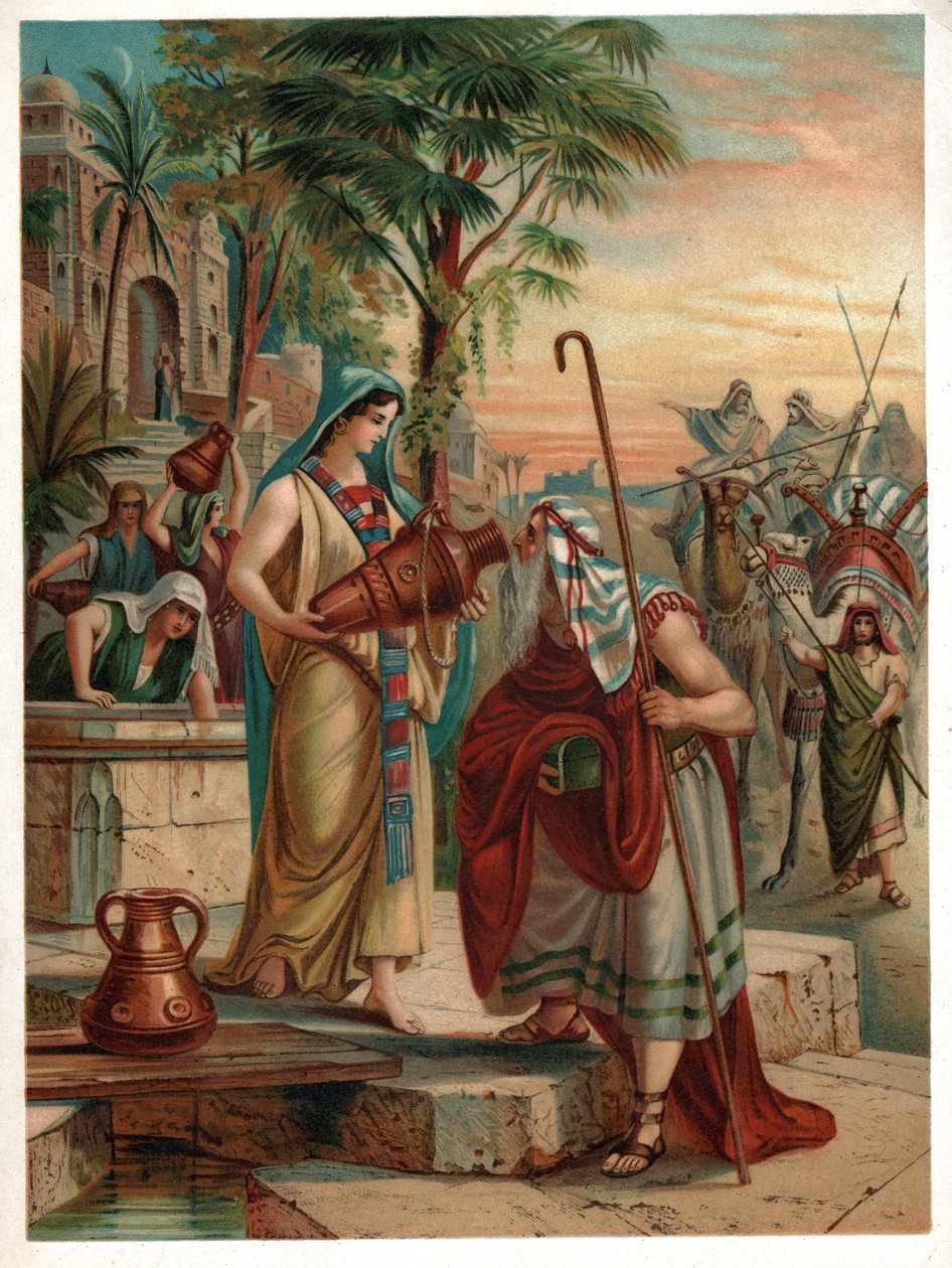 1900 dolaylarında kuyuda Rebecca (litografi) by . .
