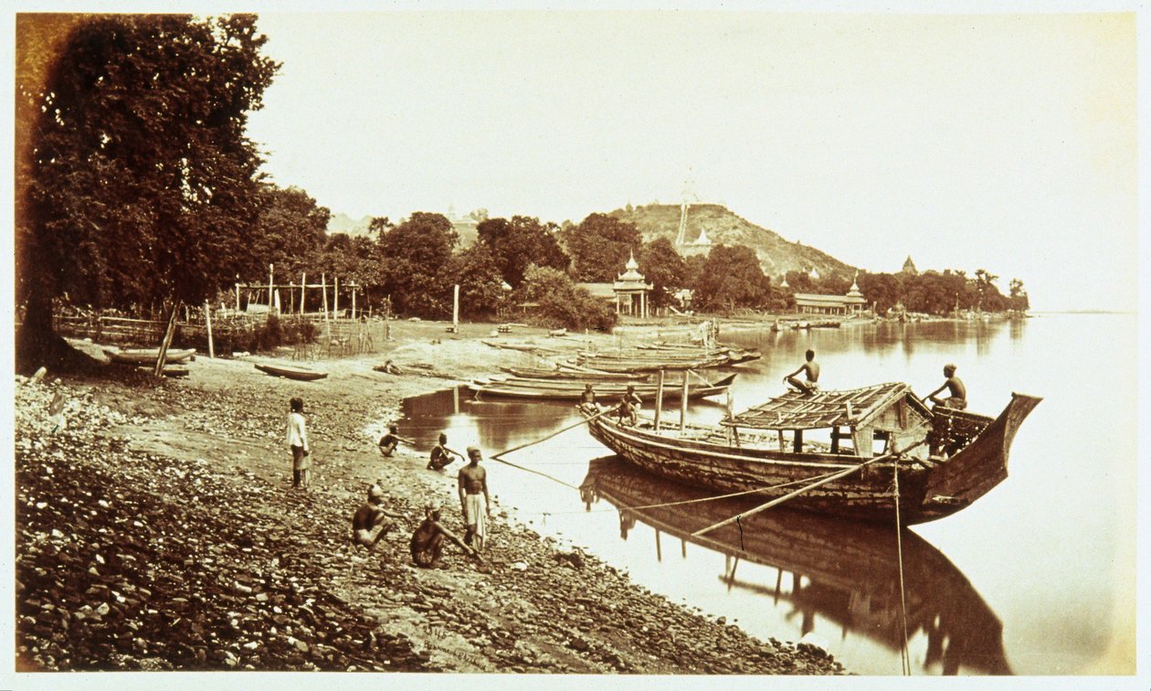 Nehir kenarından Sagain, 1876 dolayları by John Pardon