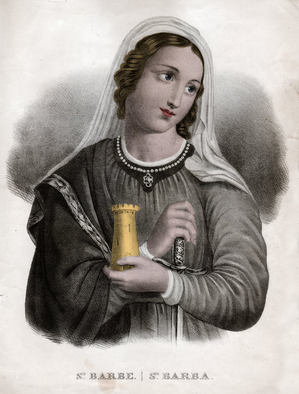 Sainte Barbe, yaklaşık 1850 (gravür) by . .