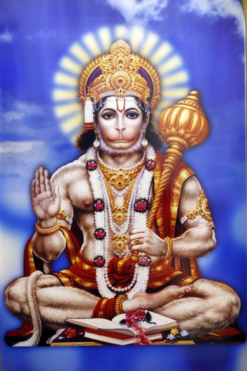 Shiva Hindu tapınağı. Hanuman, Hindu mitolojisinde maymun tanrısı. by . .