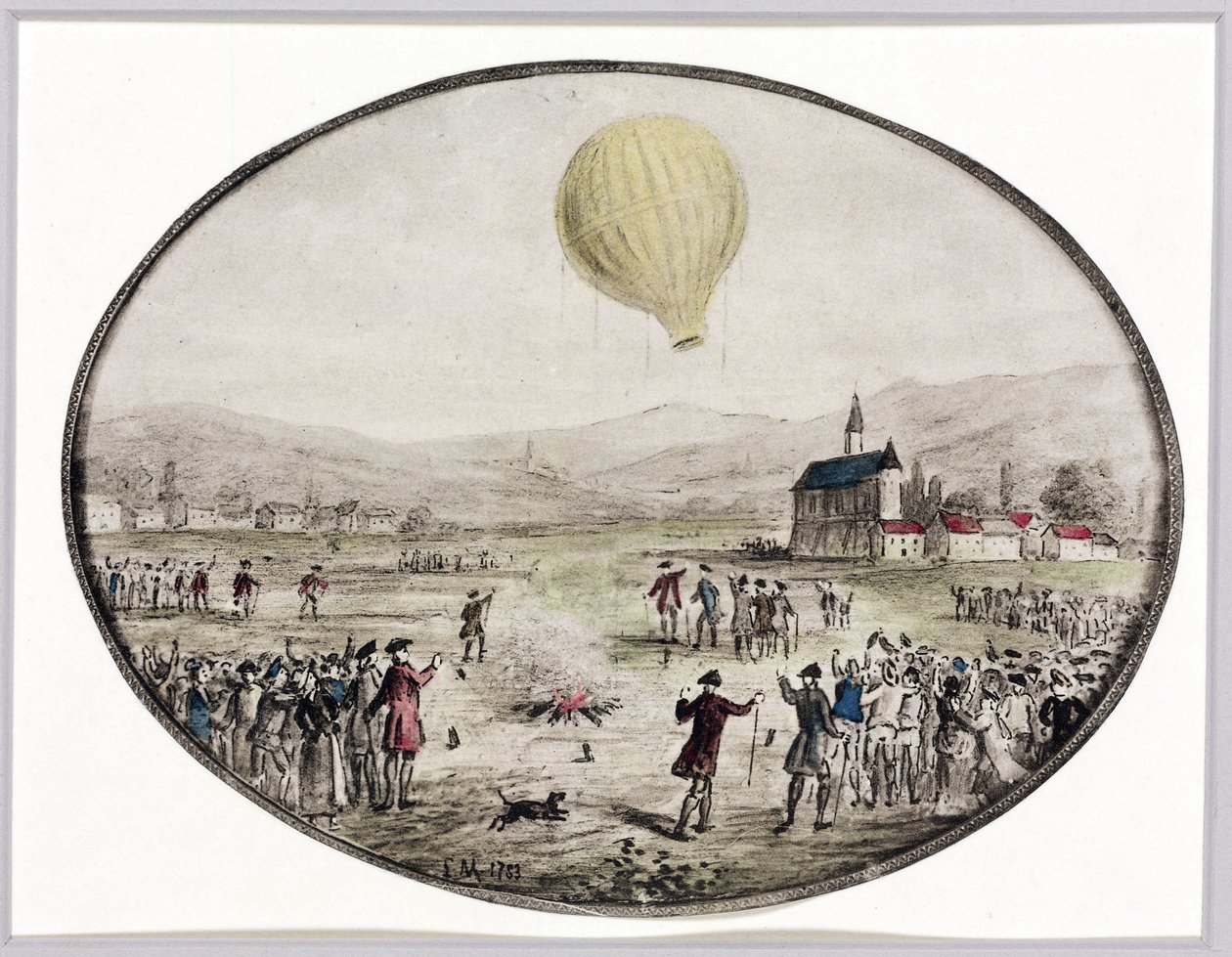 İlk halka açık balon tırmanışı, 5 Haziran 1783 by Frederick (attr. to) Barnard
