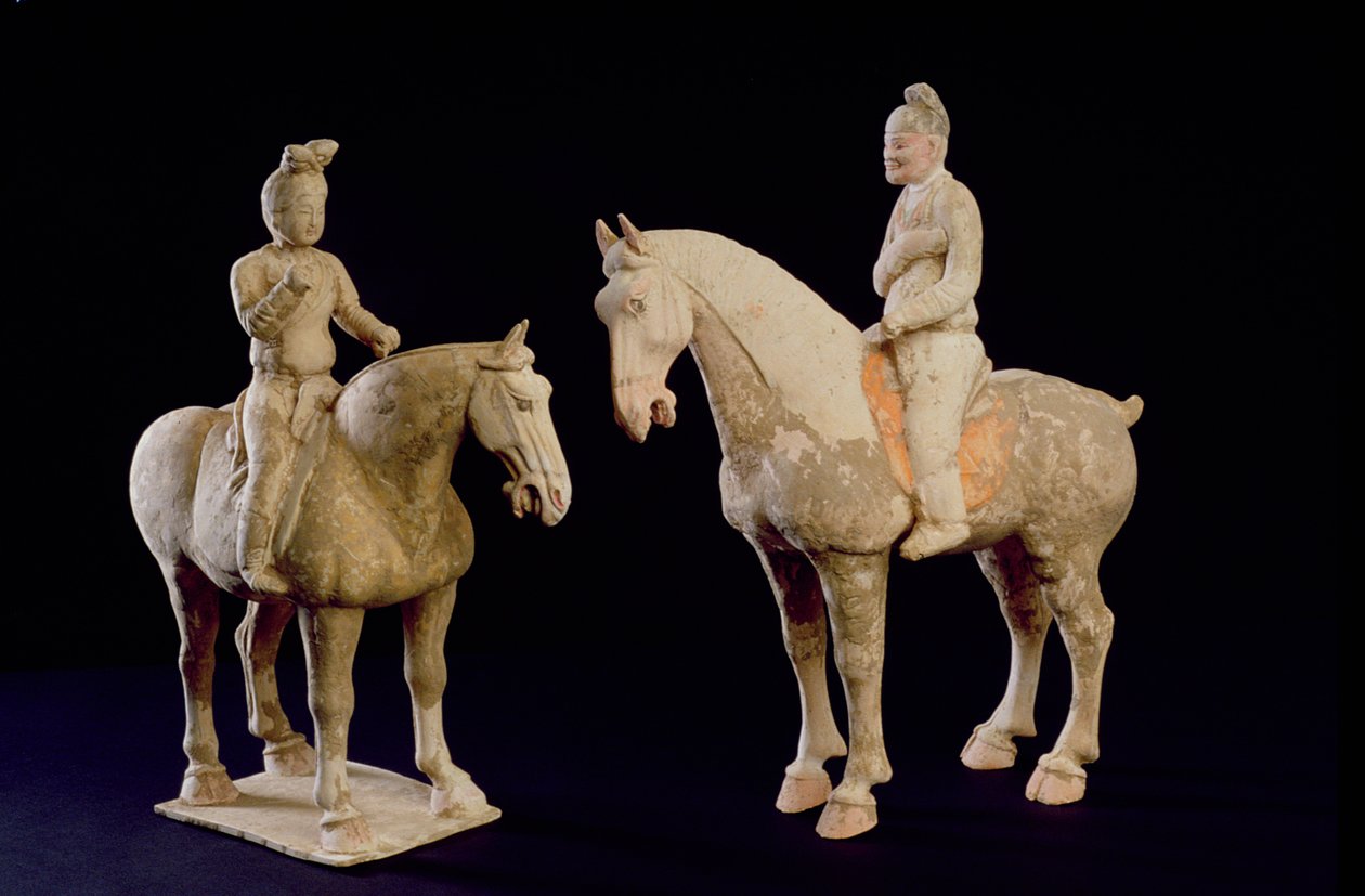 İki Binici, Çinli, Tang hanedanı (618-906) (pişmiş toprak) by Hippolyte Lalaise Devéria