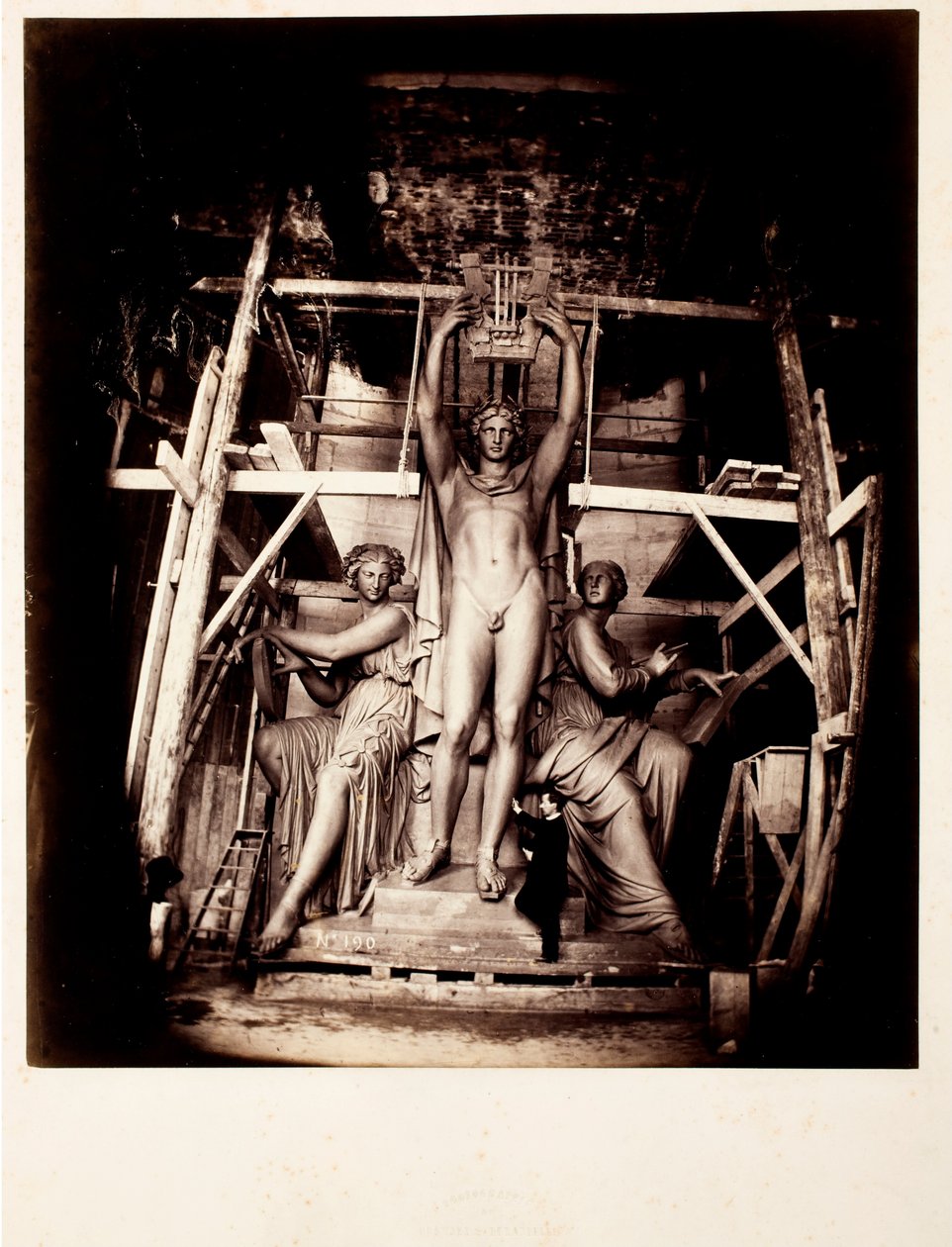 Heykeltıraş Amié Millet, Apollon Taçlandıran Dans ve Şiir ile, Bronz st için tam ölçekli alçı model by Delmaet and Durandelle