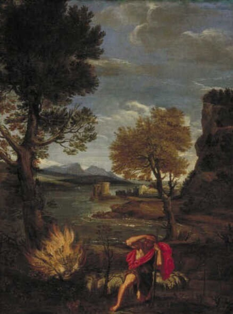 Musa ve Yanan Çalı ile Manzara by Domenichino