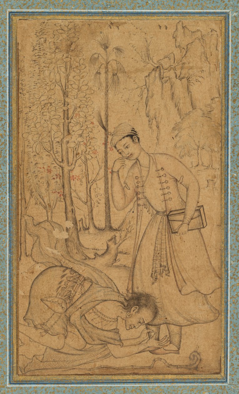 Bir Bilgin Prens Önünde Secde Olan Kutsal Bir Adam, c. 1585, sınır muhtemelen 1700