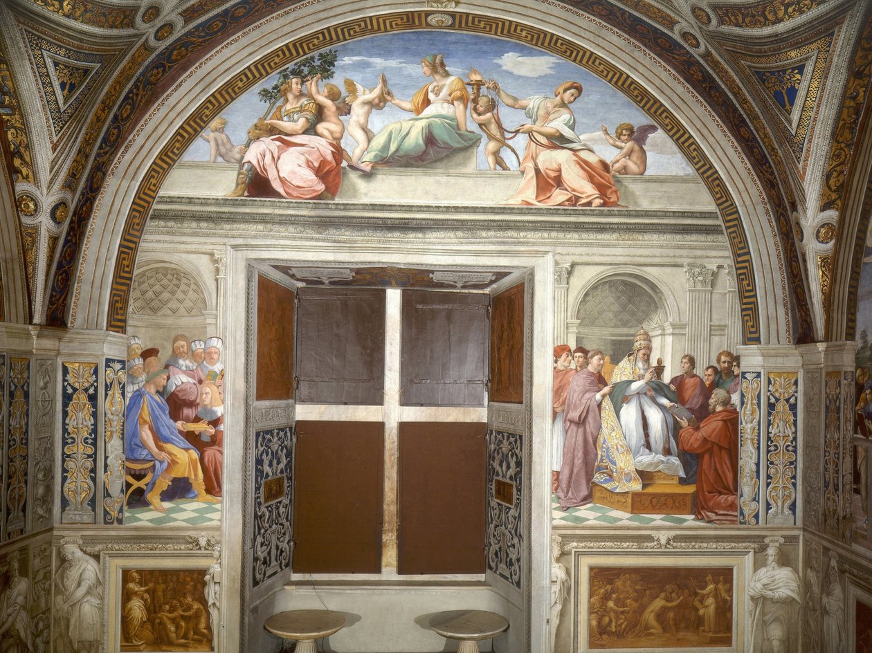 Kardinal ve Teolojik Erdemler, adalet duvarı, güney by Raphael