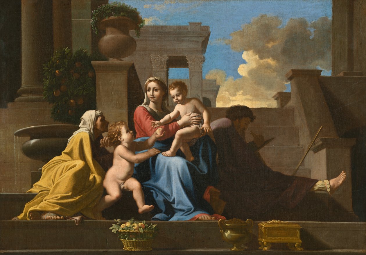 Basamaklardaki Kutsal Aile by after Nicolas Poussin