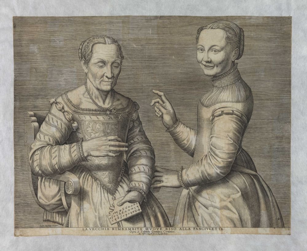 yaşlı kadın ve gülen kız by after Sofonisba Anguissola