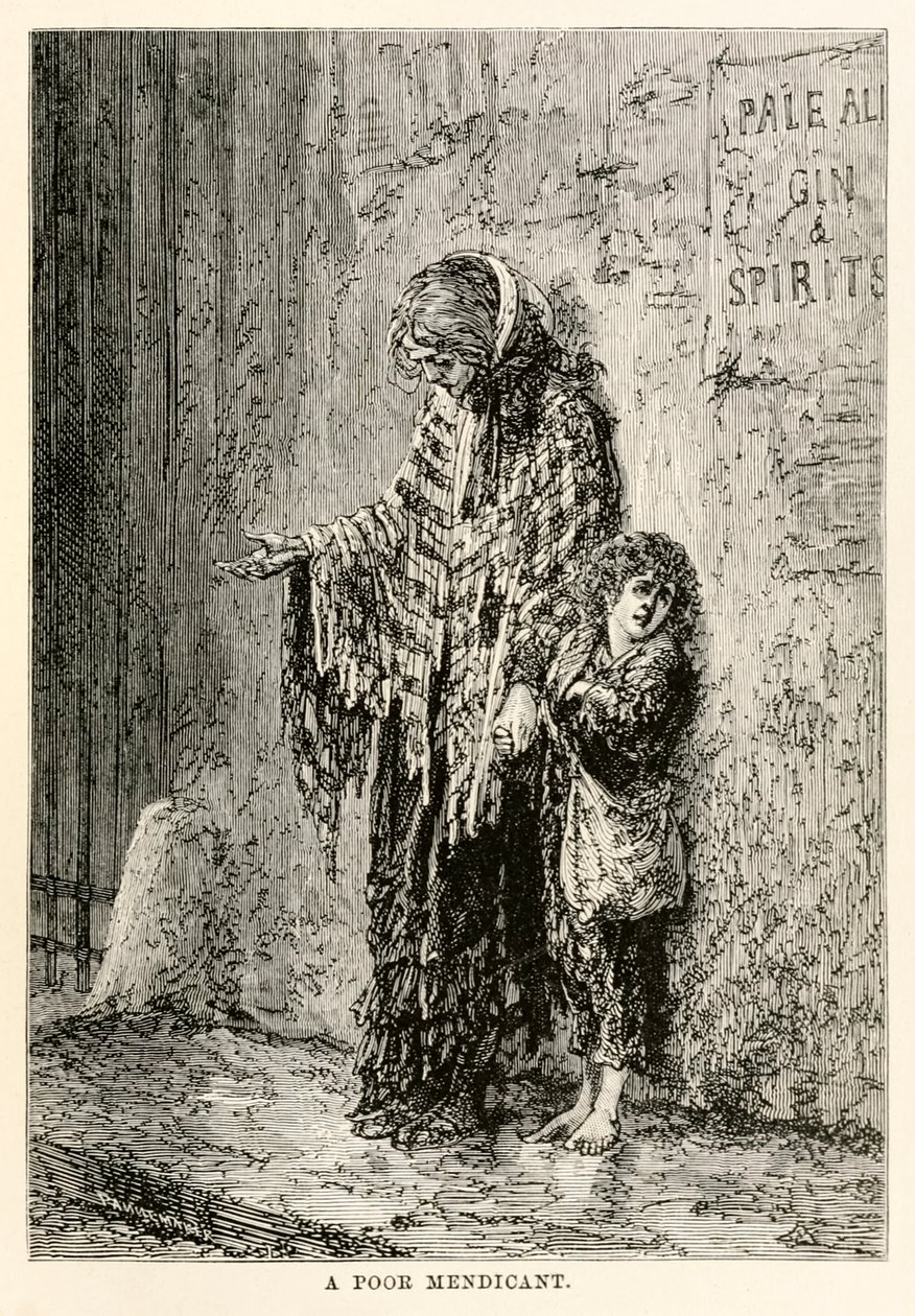Fakir bir dilenci, Jules Verne (1828-1905) tarafından Seksen Günde Devri Alemden, Louis Dumont (d.1822) 1873 tarafından oyulmuş by after Alphonse Marie de Neuville
