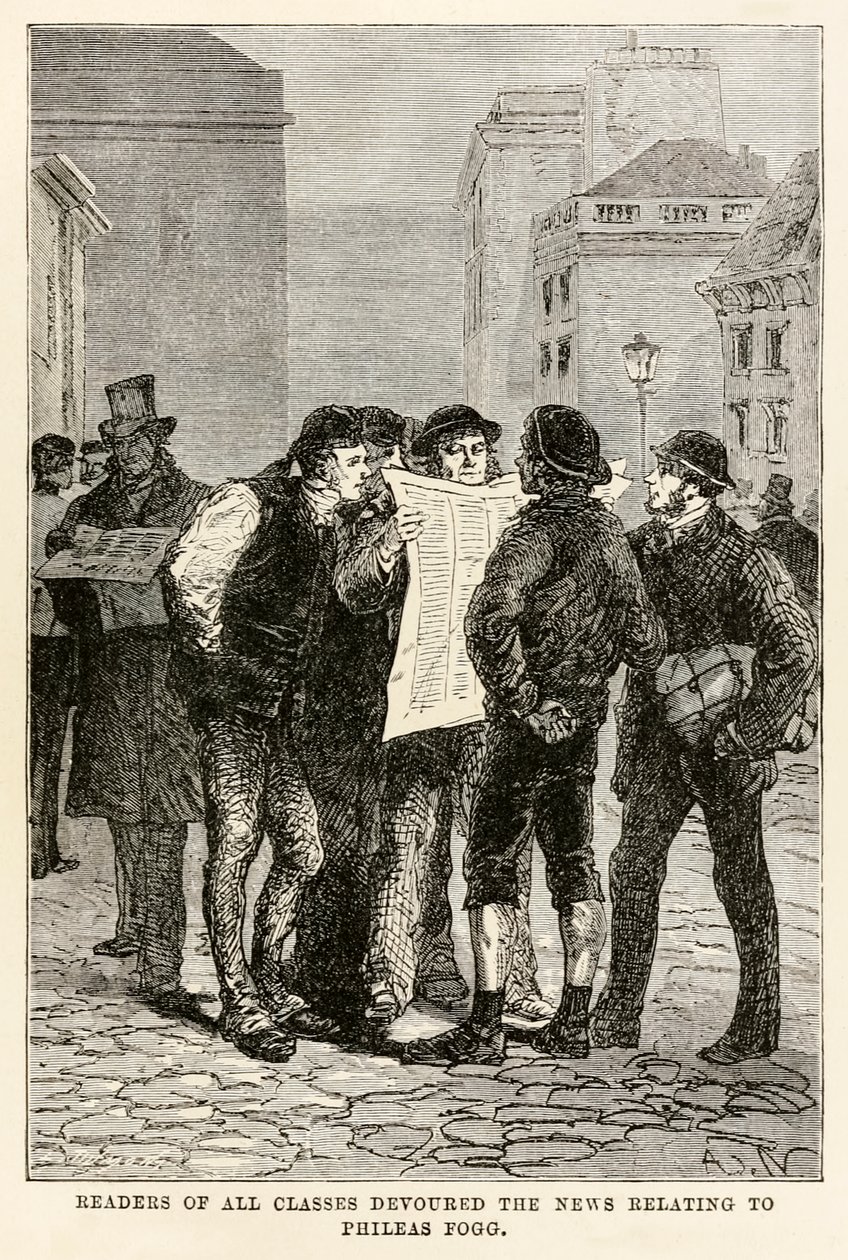 Tüm sınıfların okuyucuları, Jules Verne (1828-1905), Louis Dumont (d.1822) 1873 tarafından kazınmış Seksen Günde Devri Alem