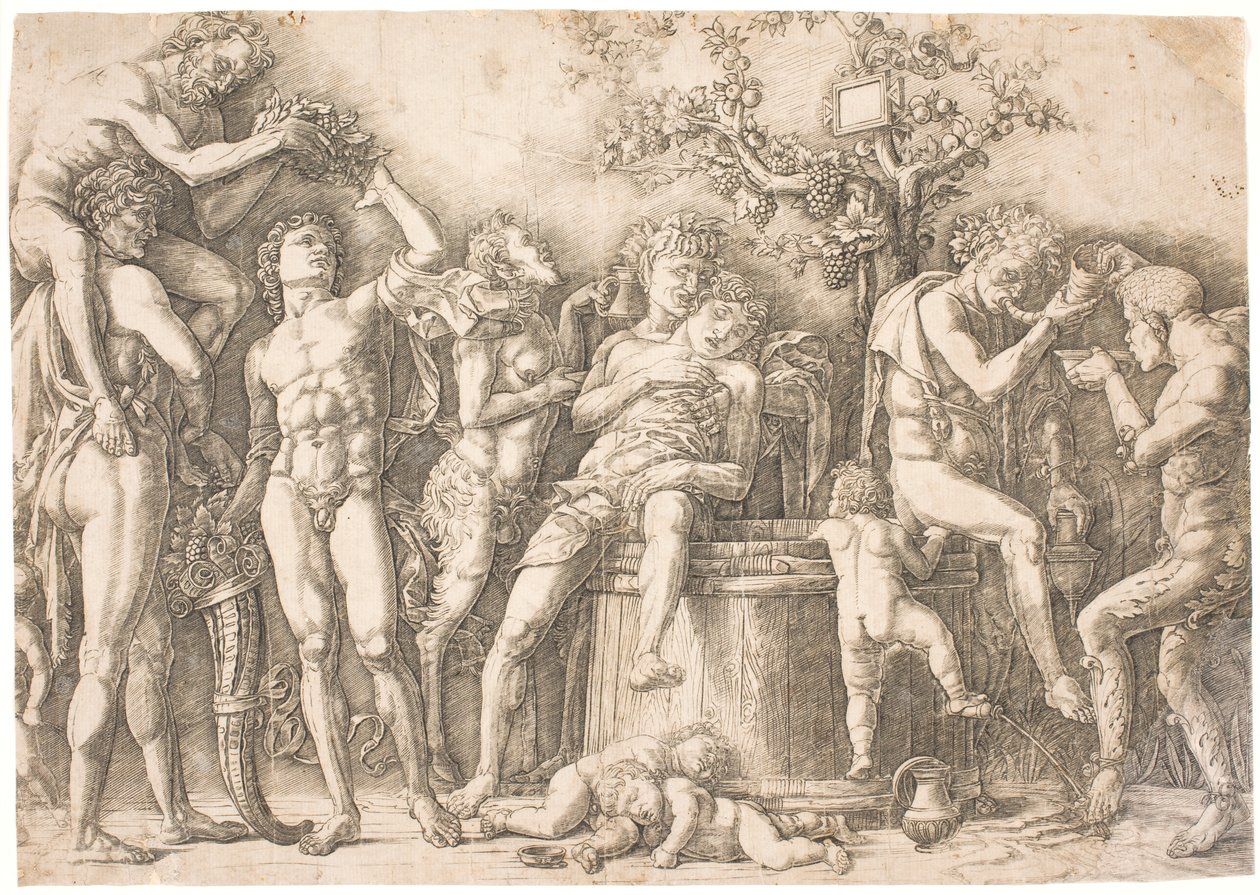 Şarap fıçısının yanındaki arka kanal by after Andrea Mantegna