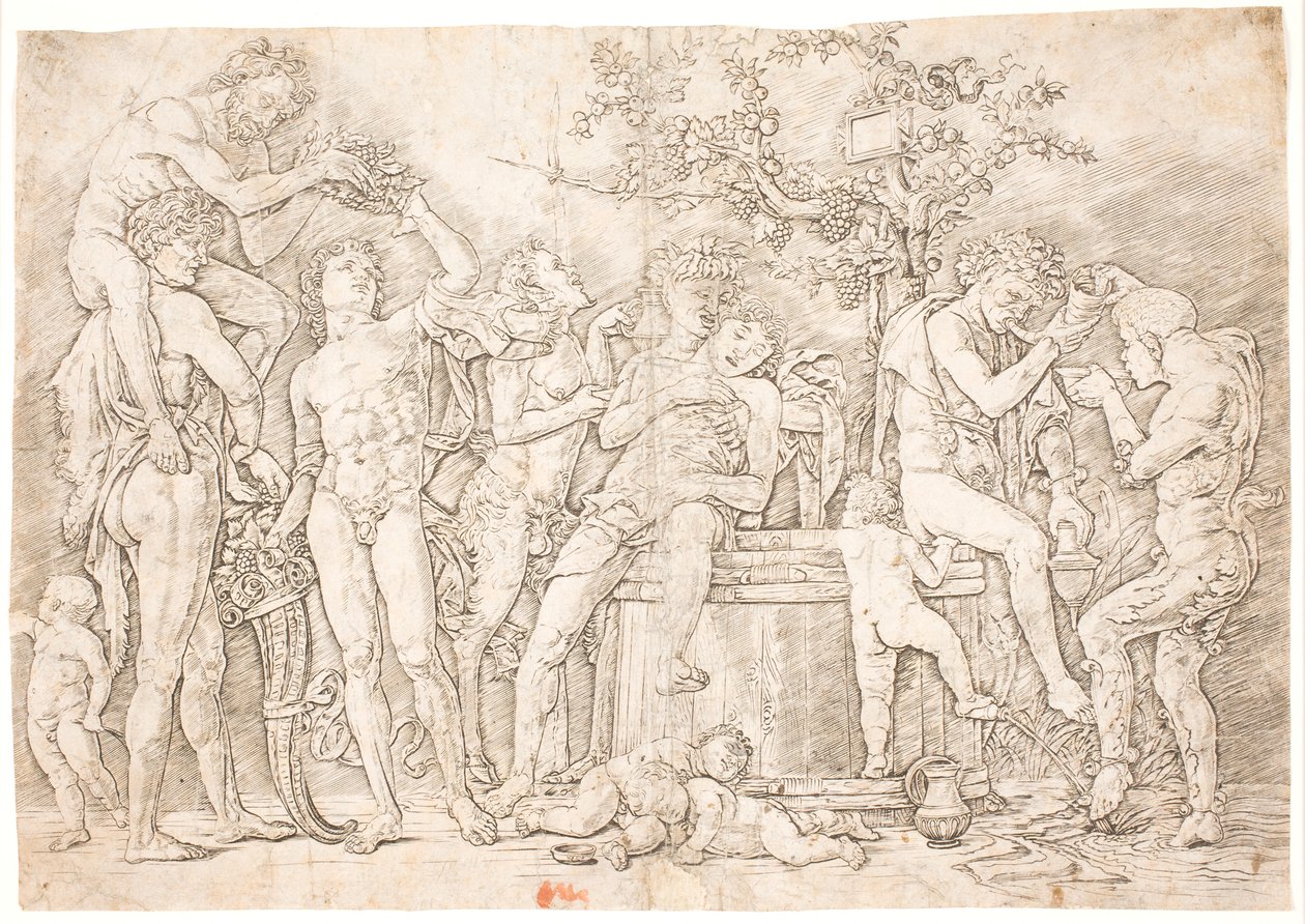 Şarap fıçısının yanındaki arka kanal by after Andrea Mantegna