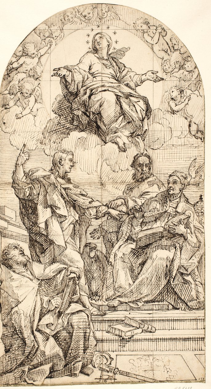 Aziz John Evangelist, Büyük Gregory, John Chrysostom ve Augustine ile Immaculate Conception by after Carlo Maratti
