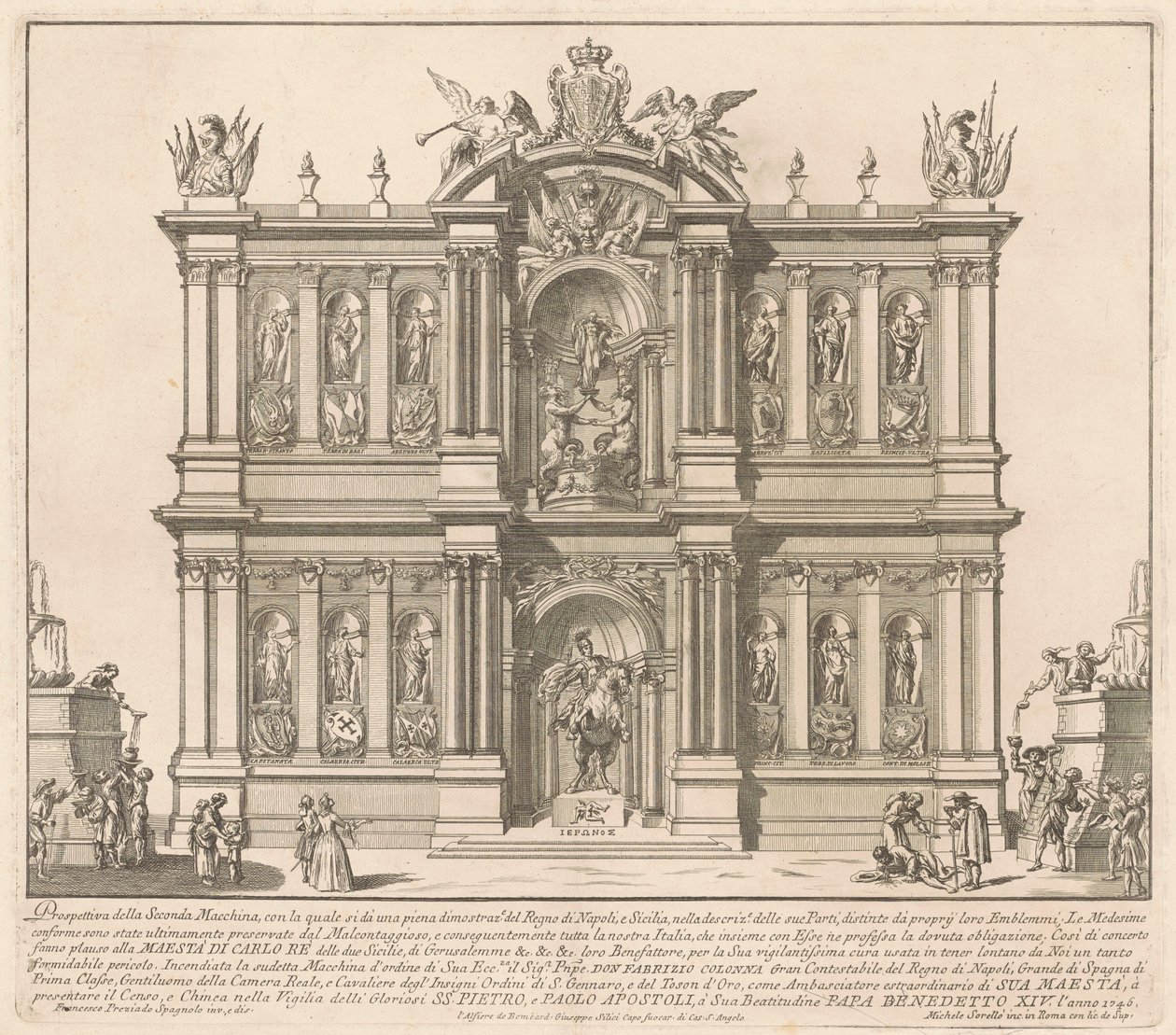1746 Chinea için Seconda Macchina: Napoli Krallığı Toprakları by after Francisco Preciado de la Vega Miguel