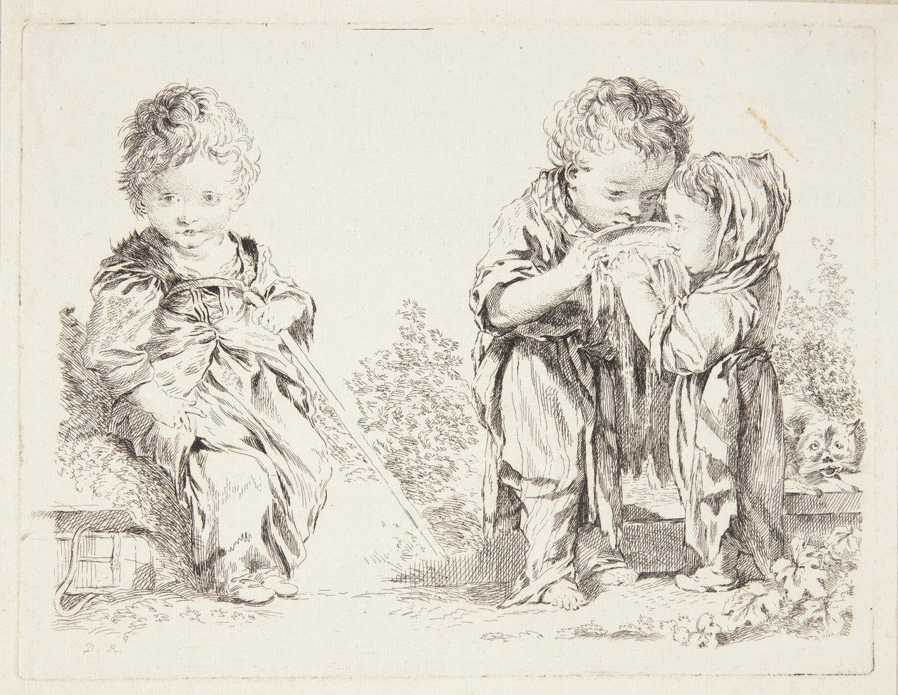 Bir toprak parçası üzerinde oturan çocuk ve küçük süt içenler by after Francois Boucher