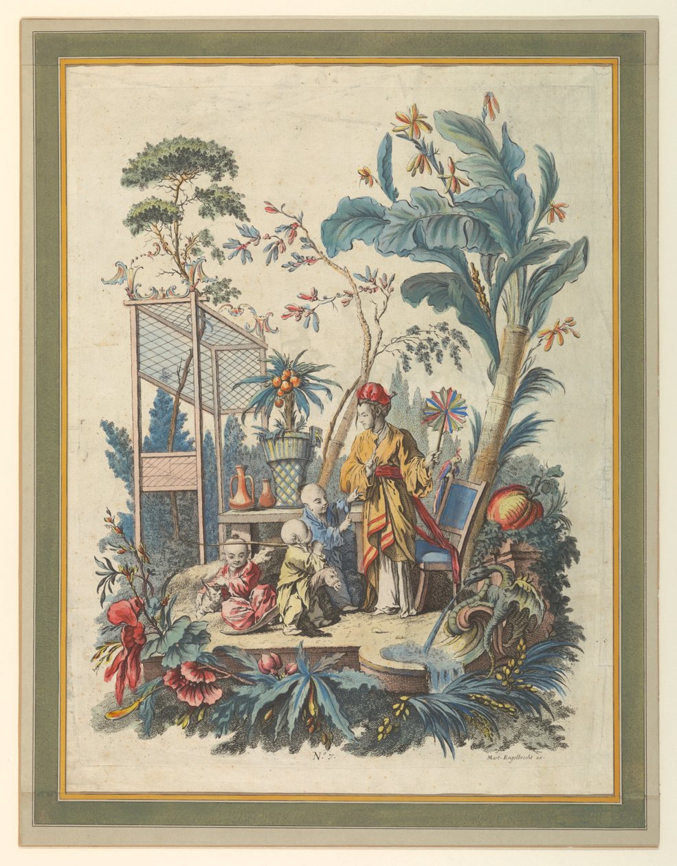 Çin Tarzı Sahnelerin 7. Plakası by after Francois Boucher