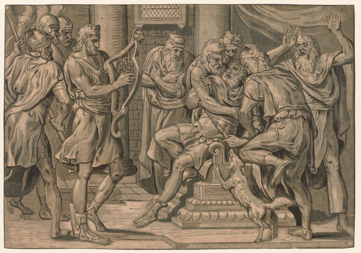 David Saul'dan Önce Arp Çalıyor by after Frans Floris