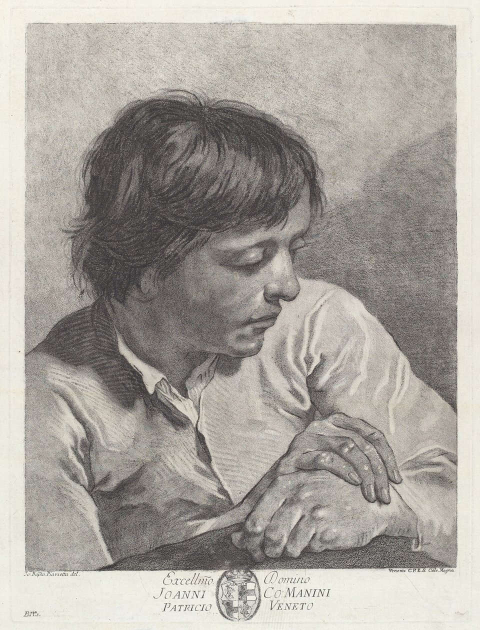Elleri çapraz olan genç bir adam by after Giovanni Battista Piazzetta Pietro Scattaglia and Innocente Alessandri