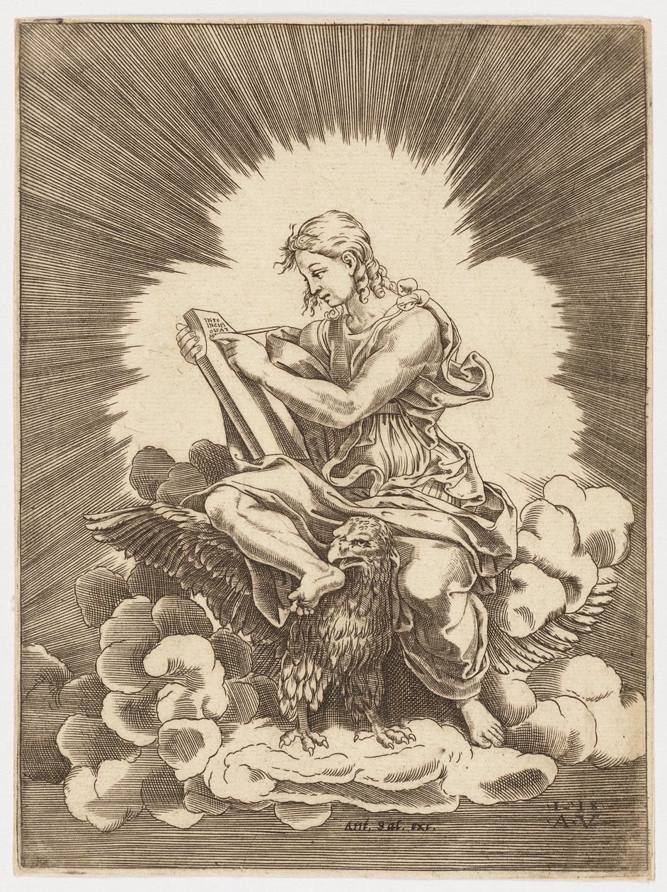 Aziz John, kartalın üzerine oturmuş yazı by after Giulio Romano