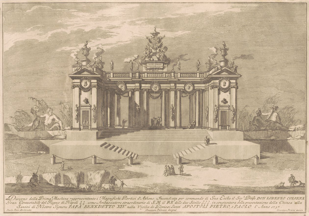 1757 Chinea için Prima Macchina: Atina Lisesi Sütunları by after Giuseppe Palazzi Giuseppe Pozzi after Paolo Posi