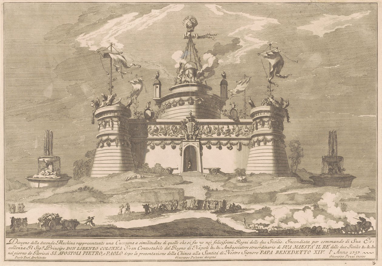 1757 Chinea için Seconda Macchina: Cockaigne Kalesi by after Giuseppe Palazzi Giuseppe Pozzi after Paolo Posi