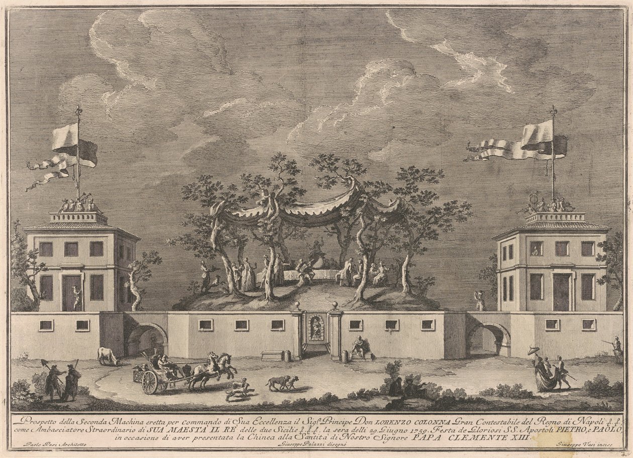 1759 Chinea için Seconda Macchina: Bacchanal ile bir "Deliziosa" by after Giuseppe Palazzi Giuseppe Vasi after Paolo Posi