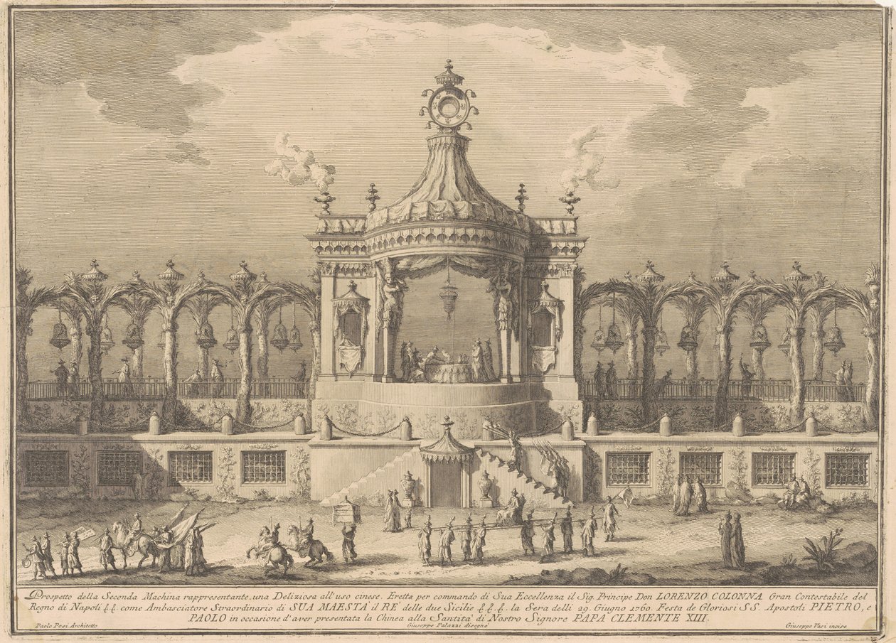 1760 Çini için Seconda Macchina: Bir Chinoiserie Köşkü by after Giuseppe Palazzi Giuseppe Vasi after Paolo Posi