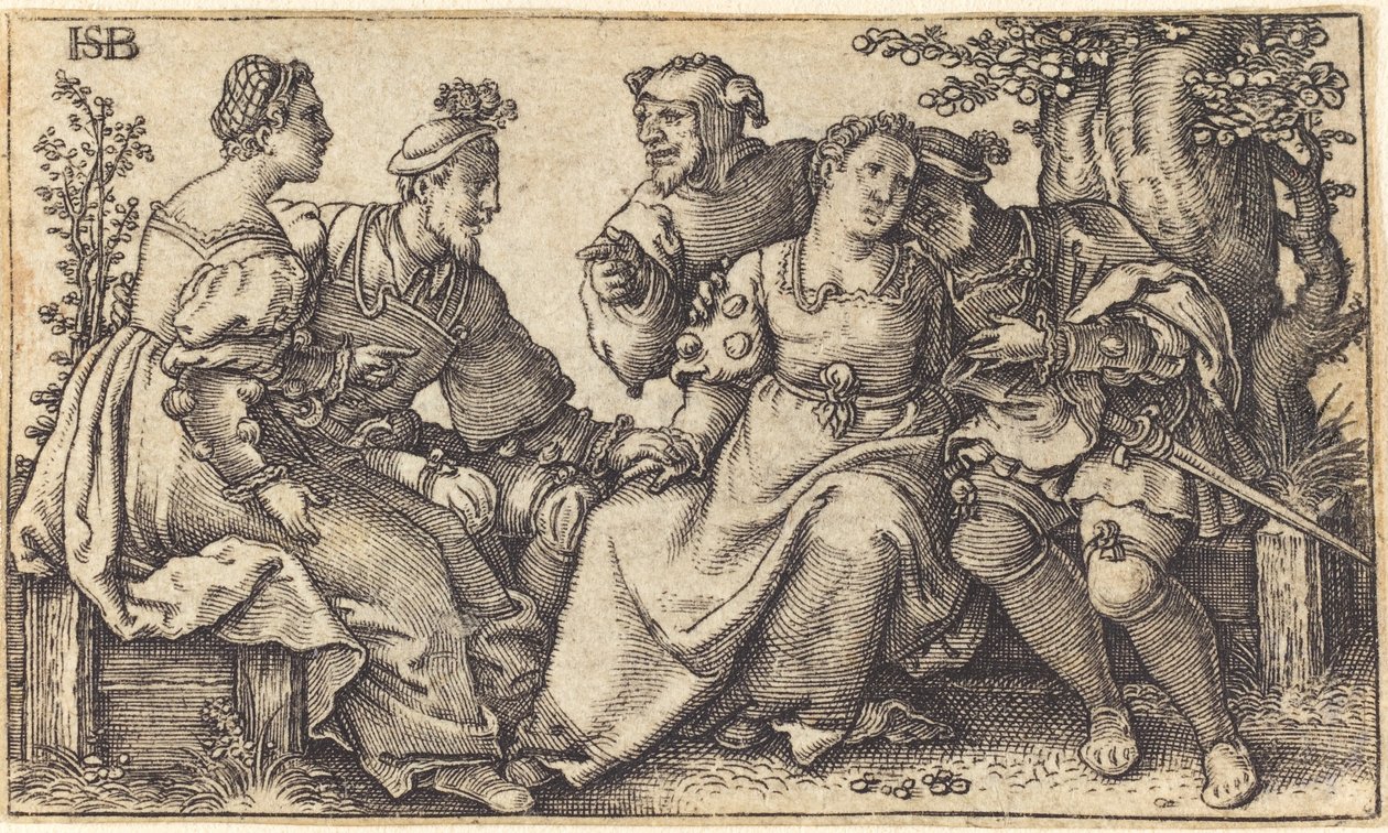 Palyaço ile iki sevgi dolu çift by after Hans Sebald Beham