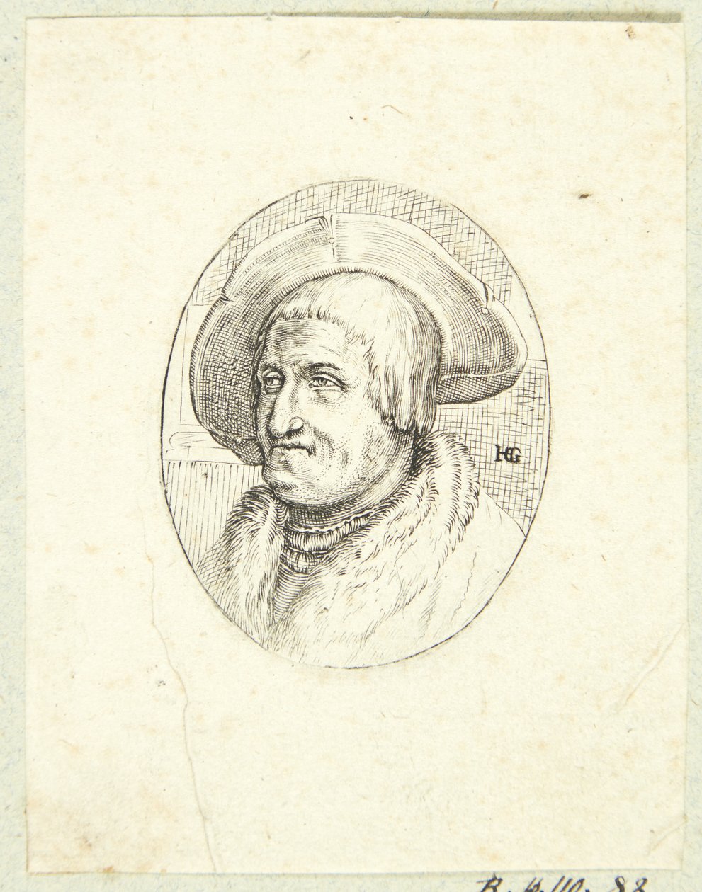 Şapkalı yaşlı adamın fantezi portresi by after Hendrick Goltzius