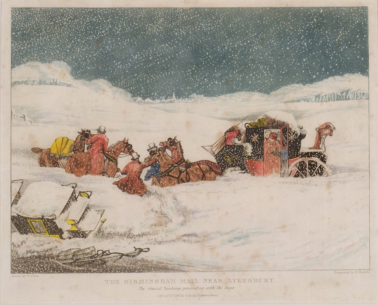 Aylesbury yakınlarındaki Birmingham Mail, Robert Havell tarafından kazınmış, 1837 by after Henry Thomas Alken