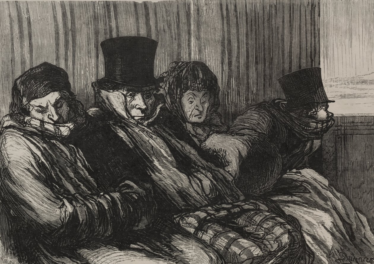 Demiryolları: Zevk Treni: On Derece Can Sıkıntısı ve Kötü Ruh Hali by after Honoré Daumier