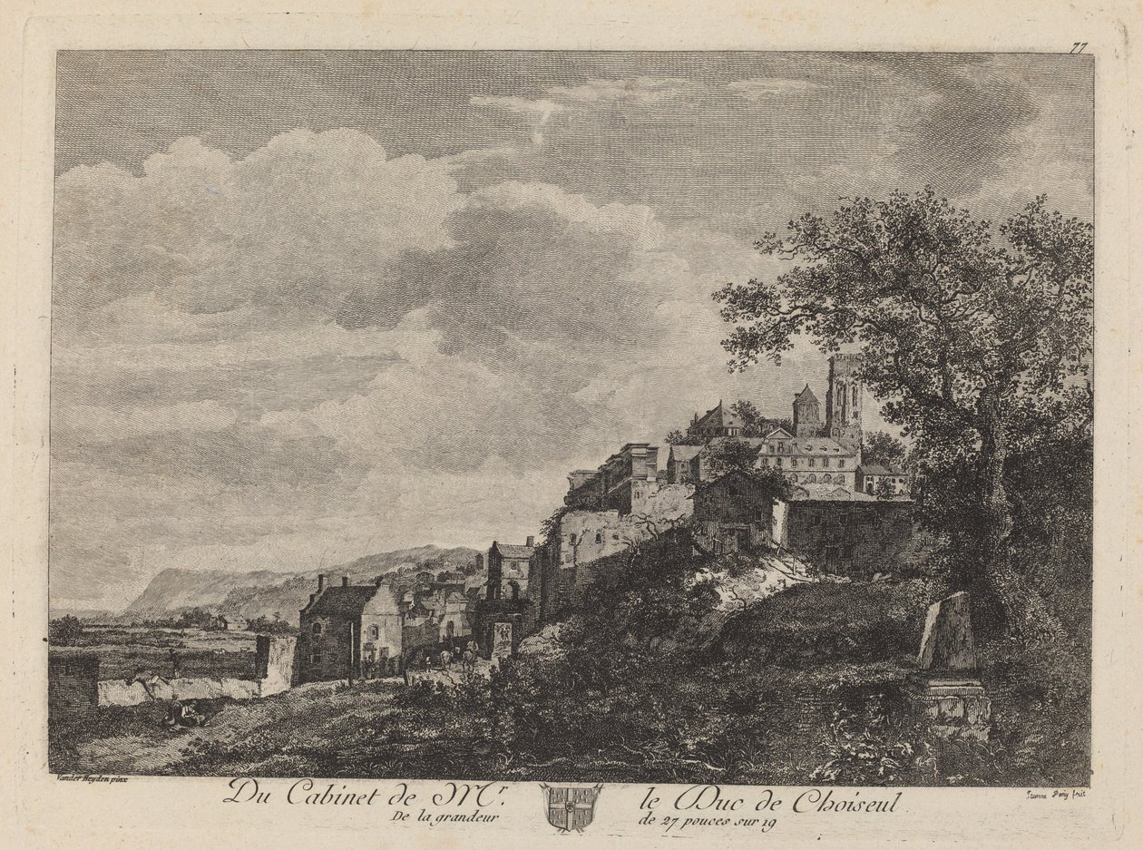 Bir Hilltown görünümü by after Jan van der Heyden Jeanne Deny