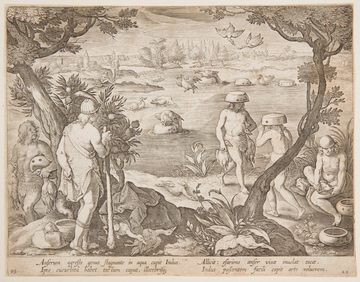 kaz yakalamak by after Jan van der Straet, called Stradanus