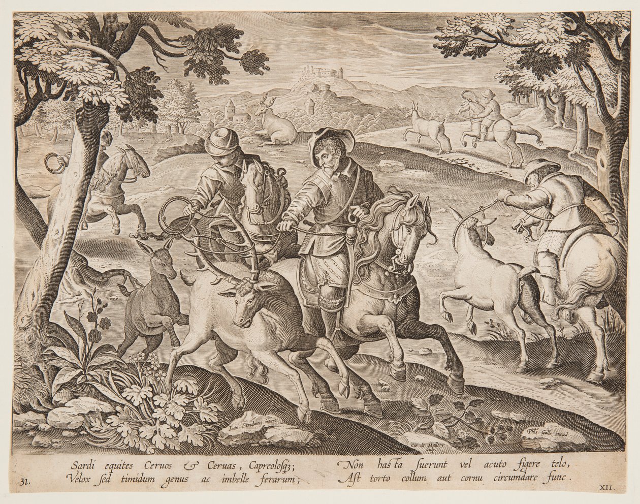 geyik yakalama by after Jan van der Straet, called Stradanus