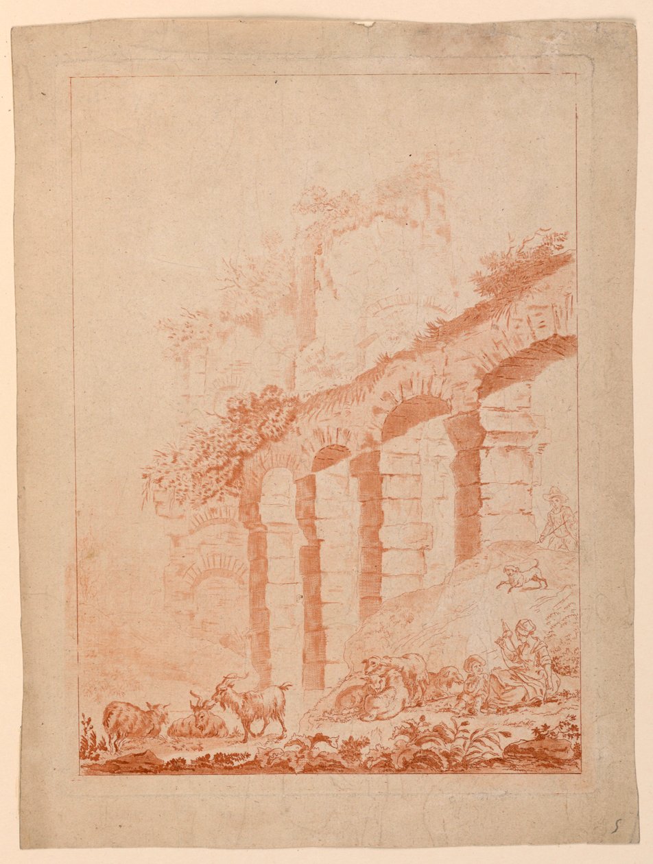 Harabelerle Manzarada Keçi Çobanları by after Jean Baptiste Huet