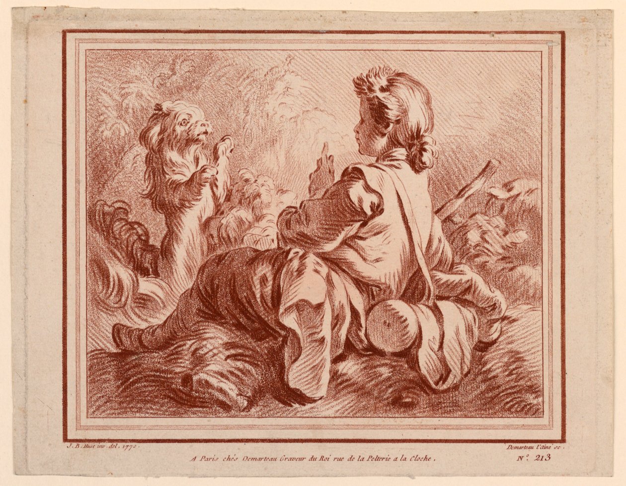 Oturan Çoban Köpekle Oynuyor by after Jean Baptiste Huet