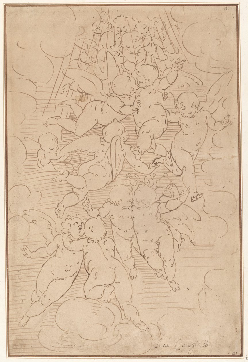 Bir Grup Melek Glory by after Luca Cambiaso Italian 17th Century