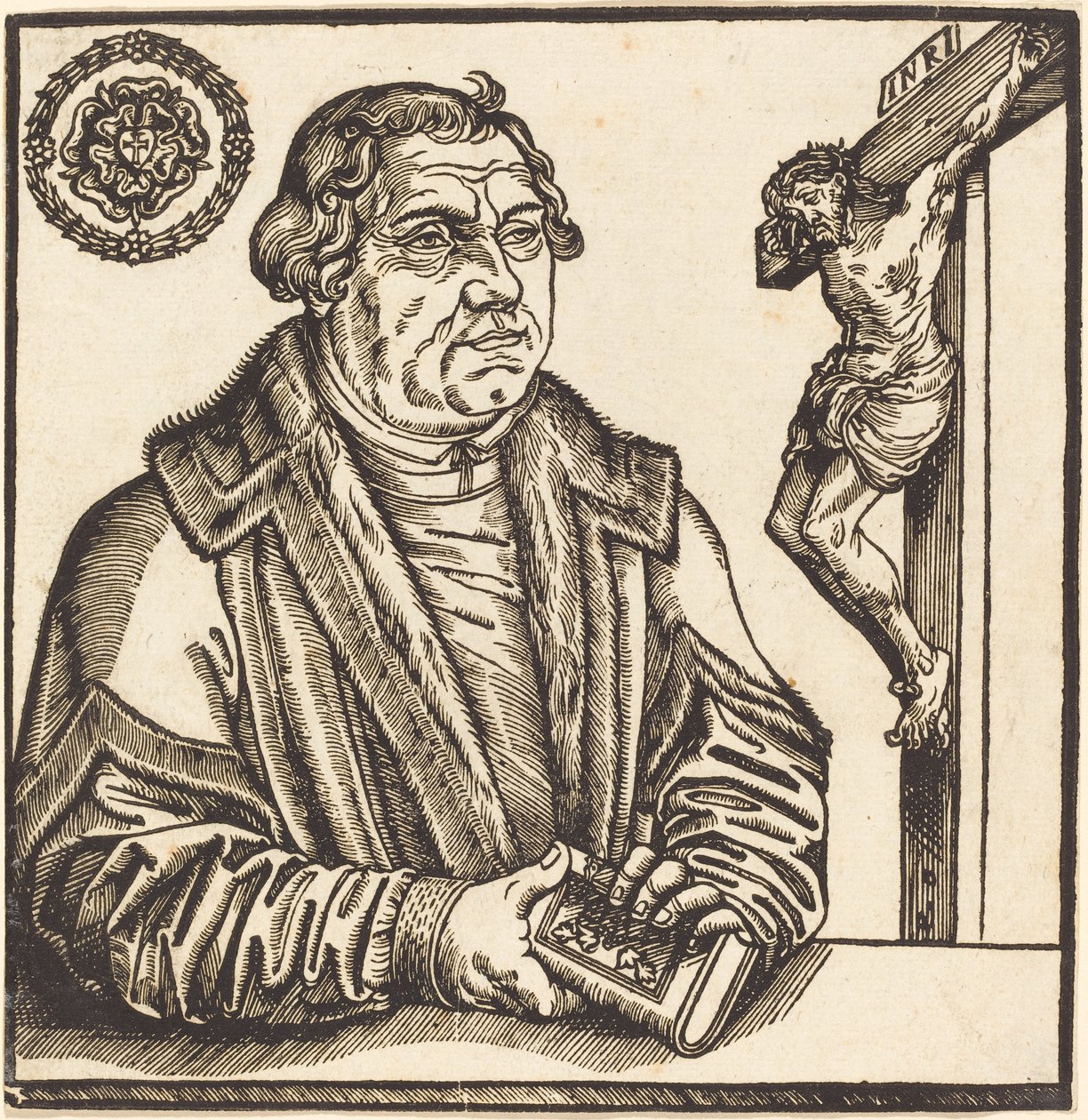 Martin Luther, Elinde Bir Kitapla Yarım Boy Solda by after Lucas Cranach the Younger