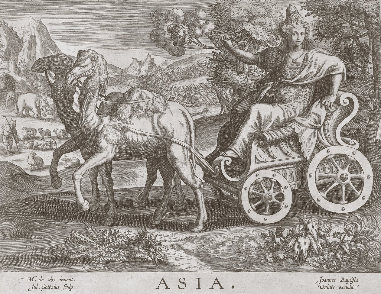 Dört Kıtadan Asya, pub. C1588-89 by after Maarten de Vos