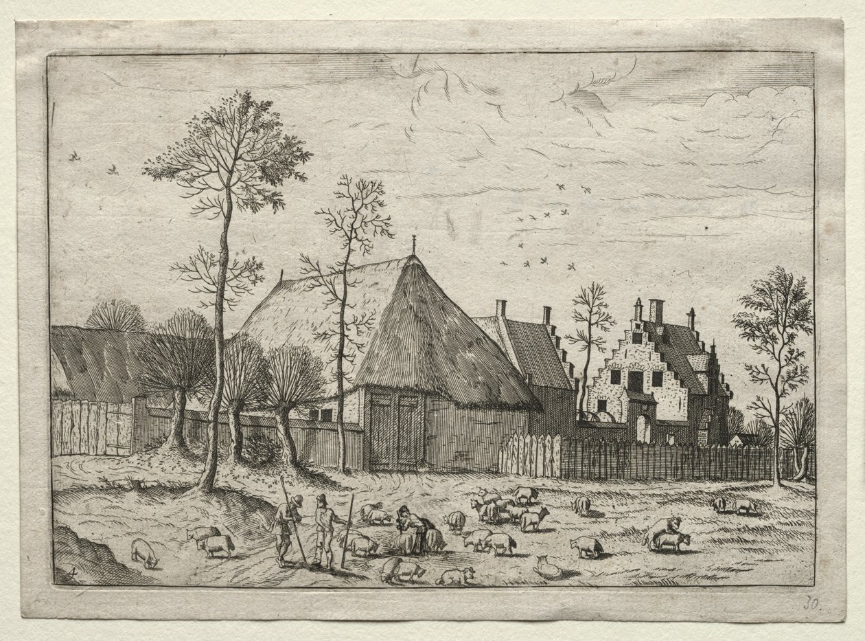 Brabant ve Campine Köylerinden Görünüm: Sürülü Çobanlar by after Master of the Small Landscapes