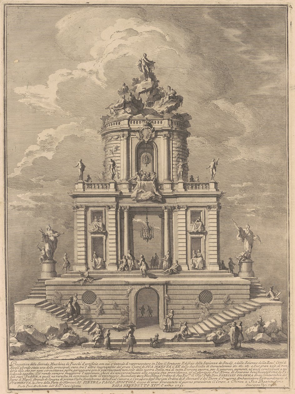 1751 Chinea için Seconda Macchina: Bilgelik, Çalışmalar ve Bilimler Sarayı by after Paolo Posi Giuseppe Vasi