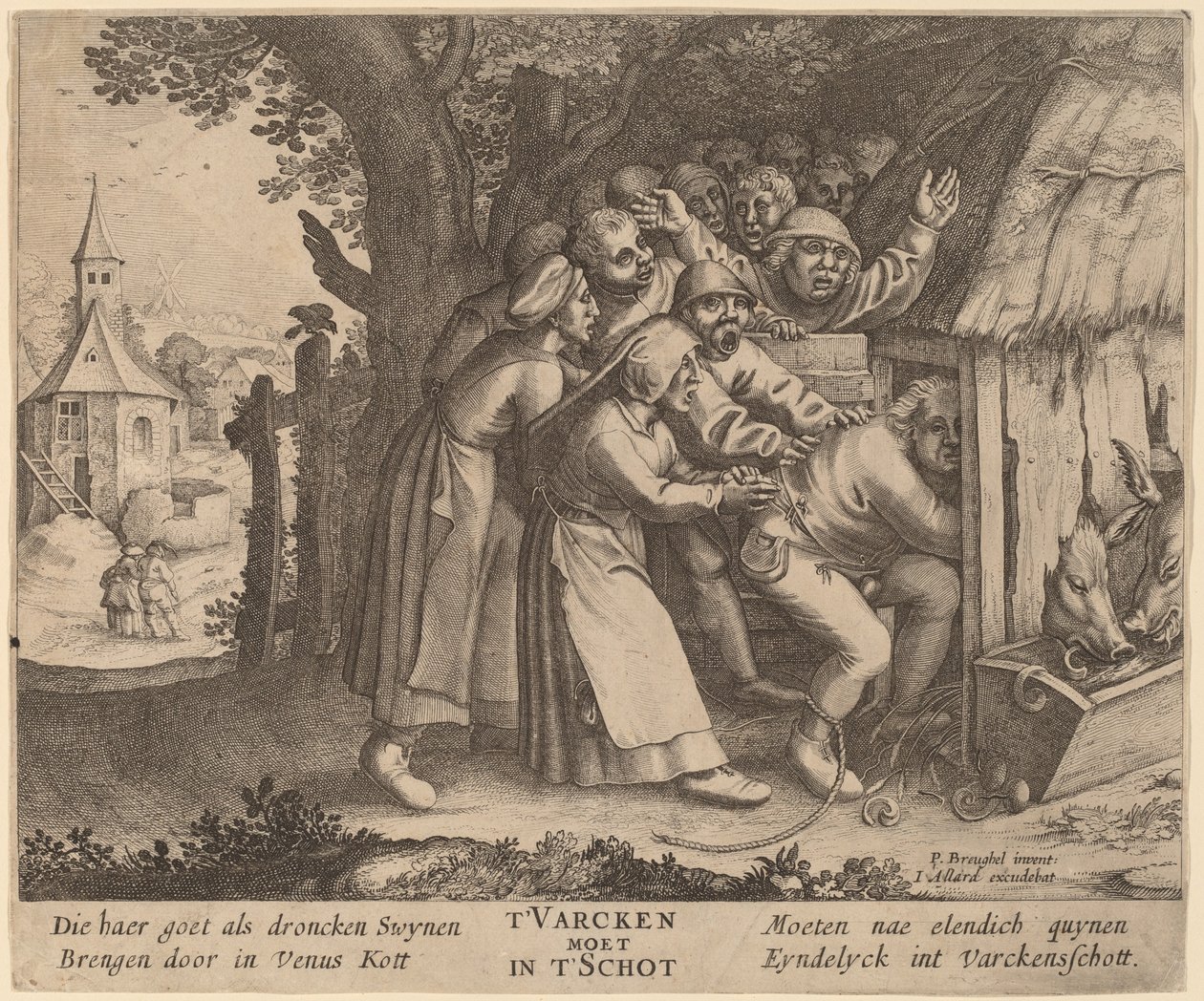 Domuz Ahırına İtilen Ayyaş by after Pieter Bruegel the Elder