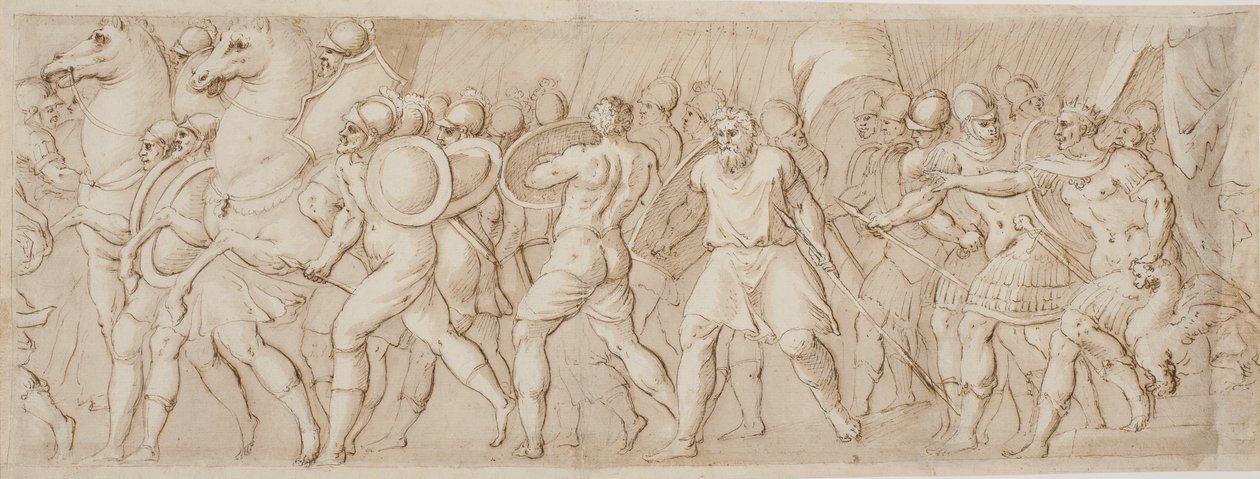 Sabine kadınlarına tecavüz, sağ yarısı by after Polidoro da Caravaggio
