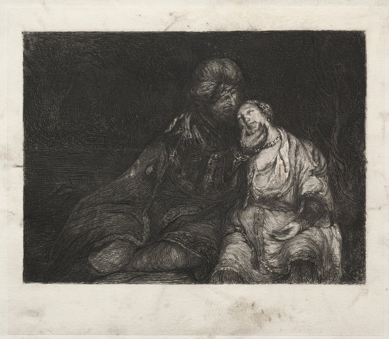 iki figür by after Rembrandt van Rijn