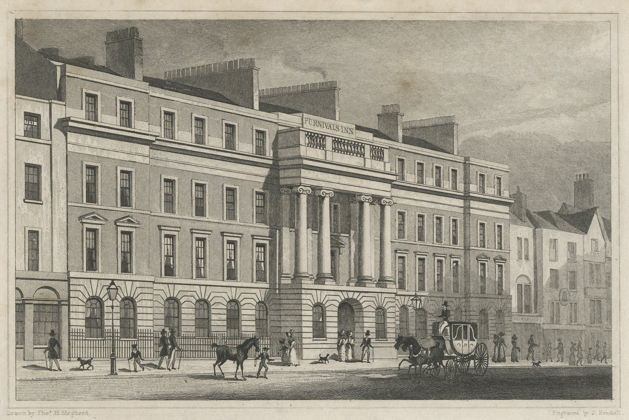 Mobilyalar Inn Holborn, 1825 by Thomas Hosmer after Shepherd