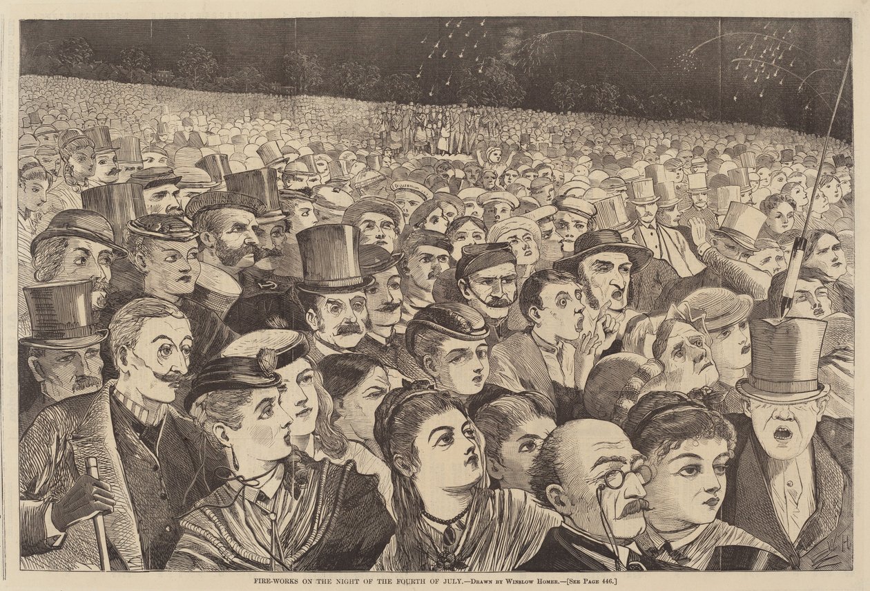 Dört Temmuz Gecesi Havai Fişekler by after Winslow Homer
