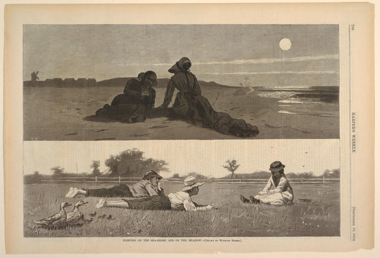 Deniz Kıyısında ve Çayırda Flört by after Winslow Homer