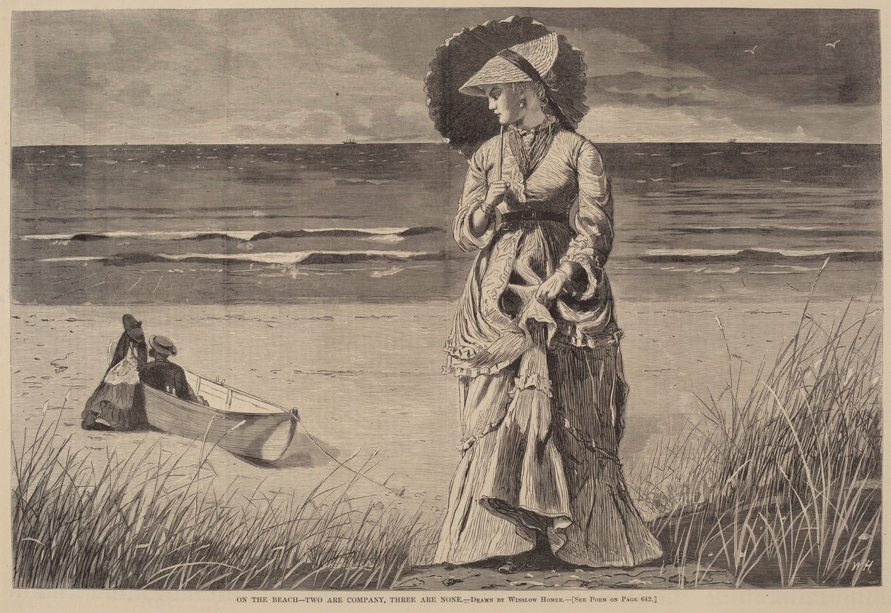 Sahilde - İkisi Arkadaş, Üçü Yok by Winslow Homer